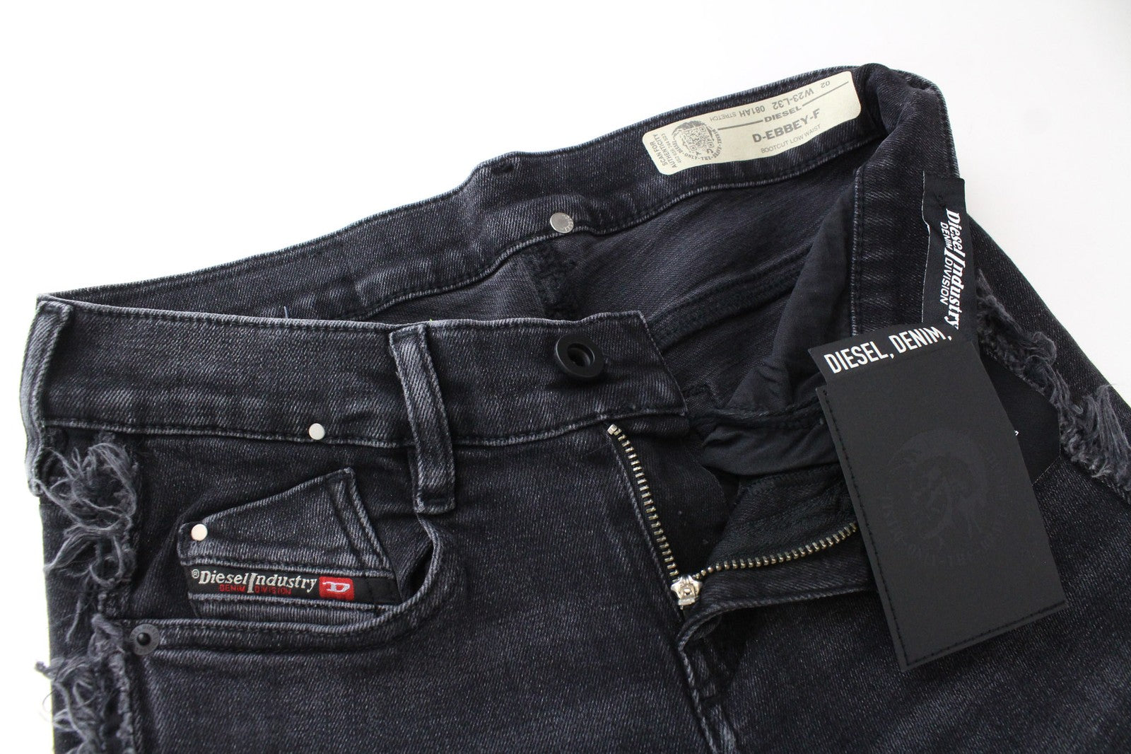 DIESEL D-Ebbey-F 081AH Women Jeans W23/L32 Bootcut Dark Grey Cotton Stretch