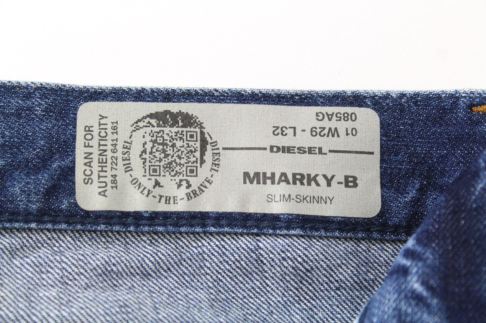 DIESEL Mharky 085AG Men Jeans W29/L32 Slim-Skinny Fit Washed Blue Pure Cotton