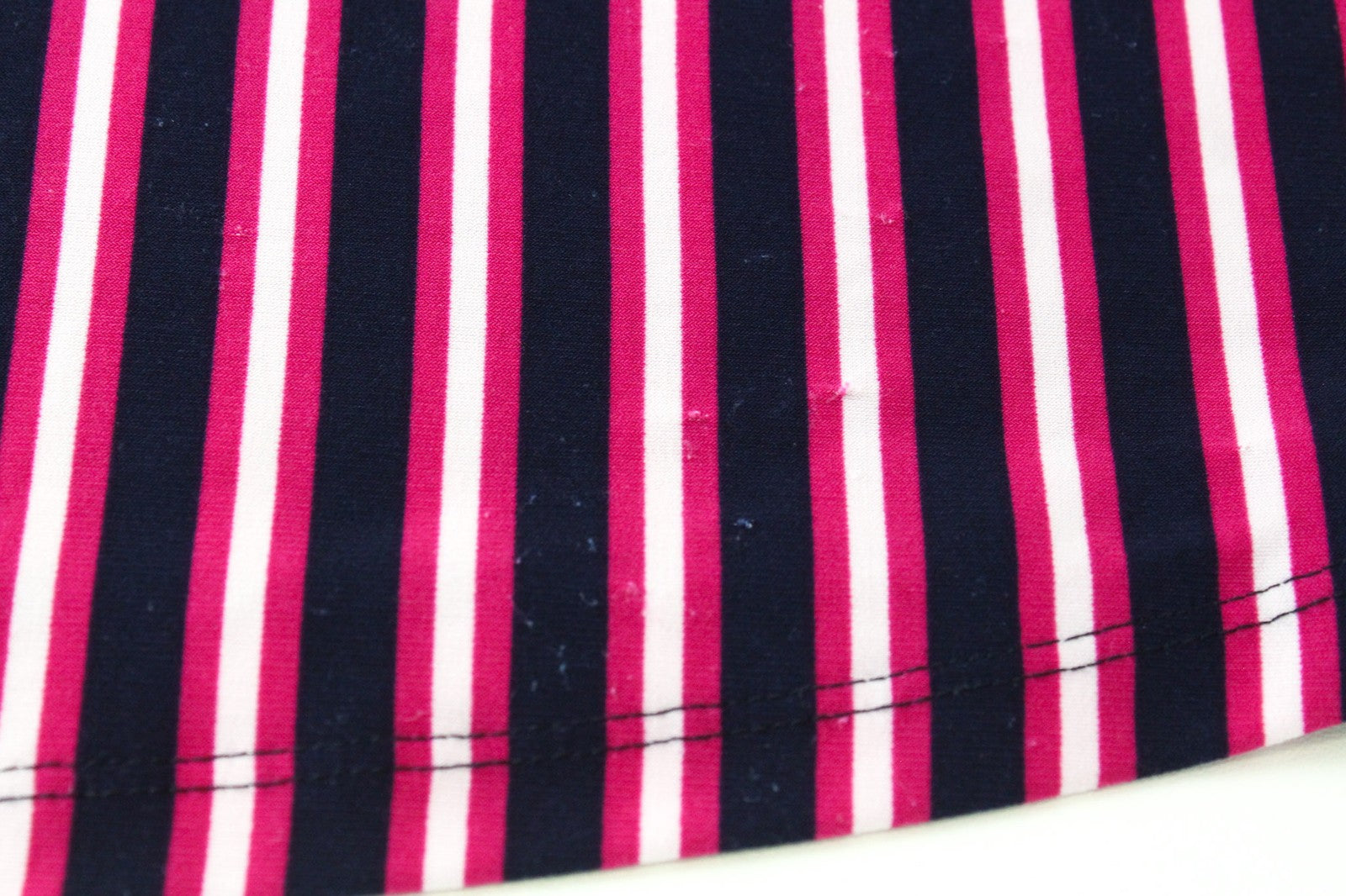 RALPH LAUREN Women Dress US4 S Navy Purple Stretch Short Sleeved V-Neck Striped