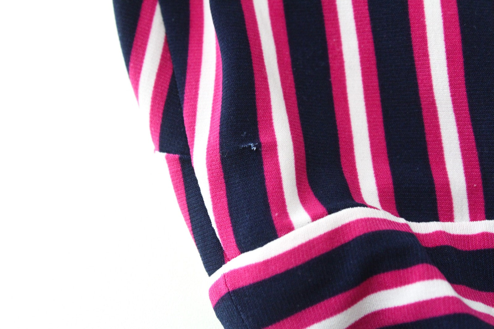 RALPH LAUREN Women Dress US4 S Navy Purple Stretch Short Sleeved V-Neck Striped