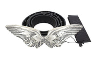 REPLAY Unisex Belt 80 cm Casual Black Genuine Cow Leather Studs Wing Buckle