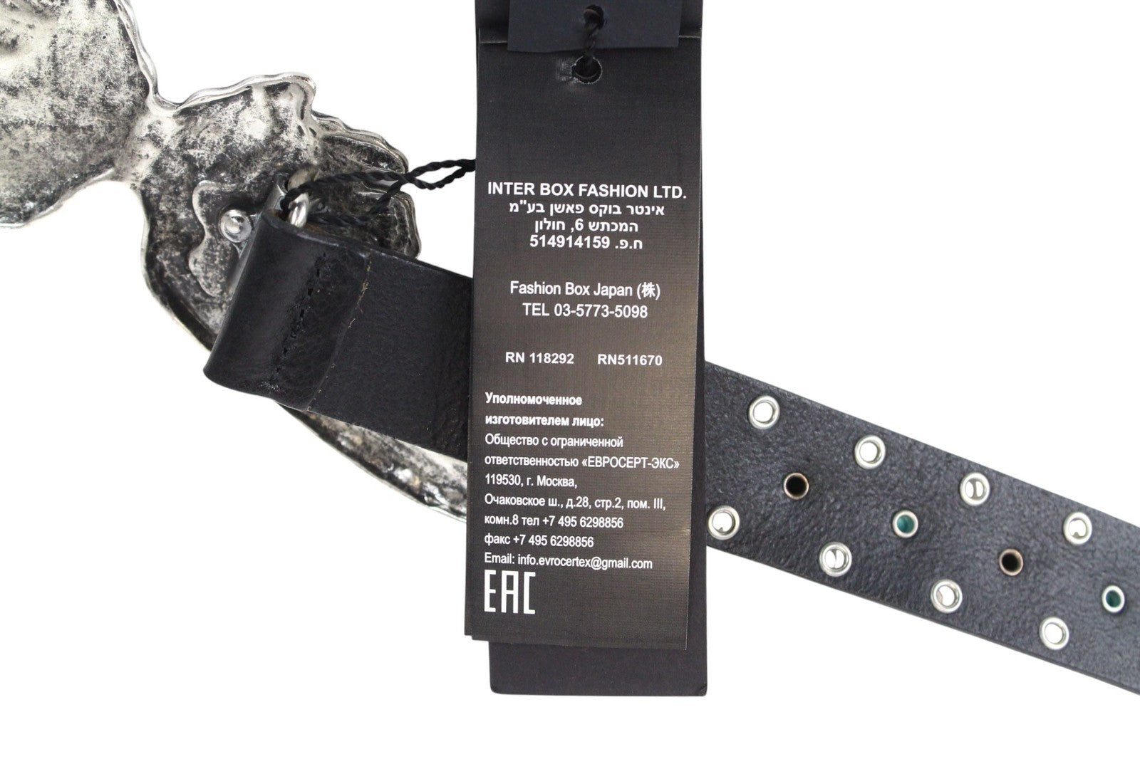REPLAY Unisex Belt 80 cm Casual Black Genuine Cow Leather Studs Wing Buckle