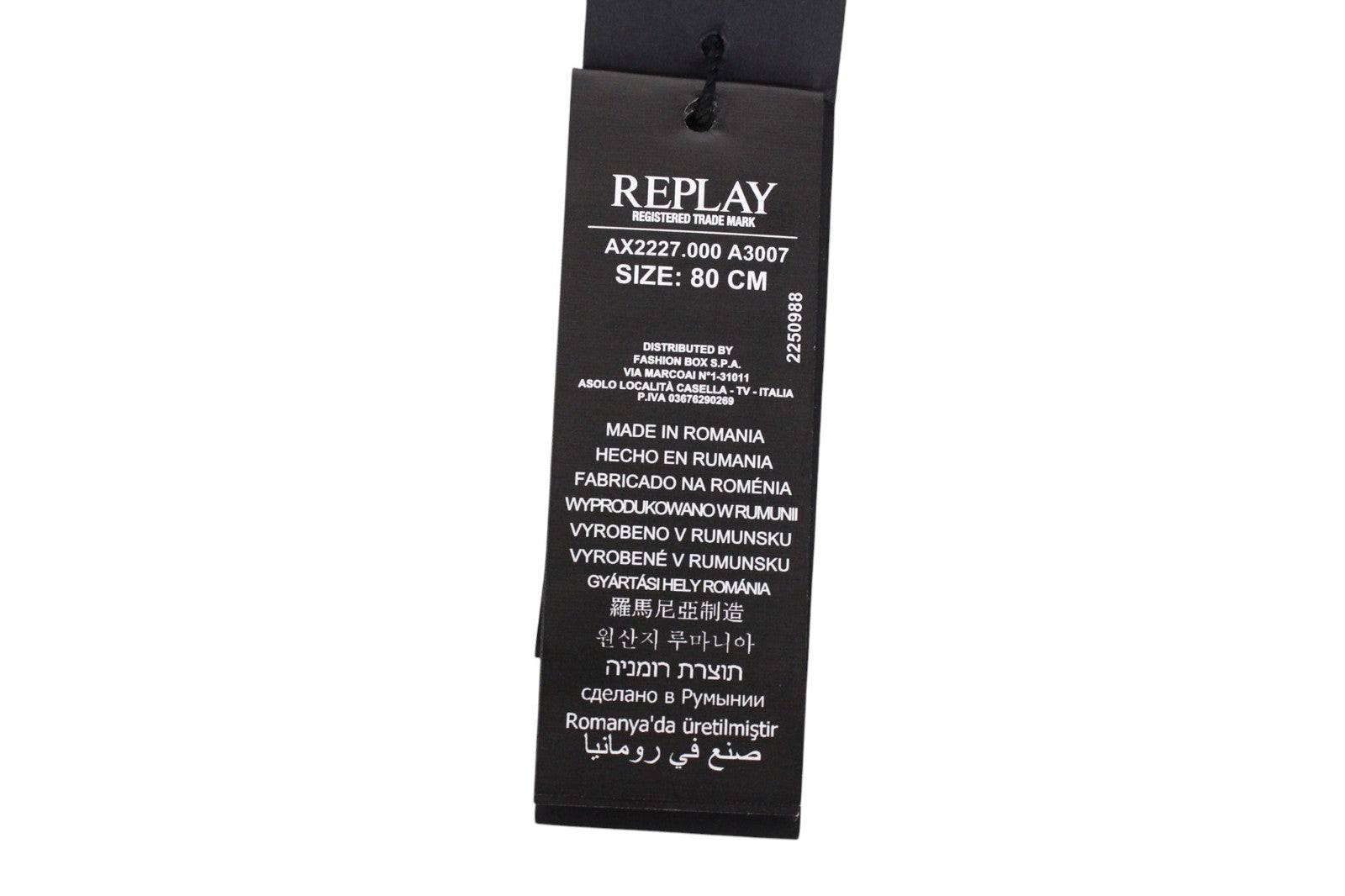 REPLAY Unisex Belt 80 cm Casual Black Genuine Cow Leather Studs Wing Buckle