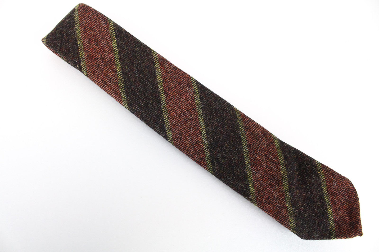 SUITSUPPLY Men Tie ~150 x 8 cm Brown Wool Striped Classic Pointed-End Formal