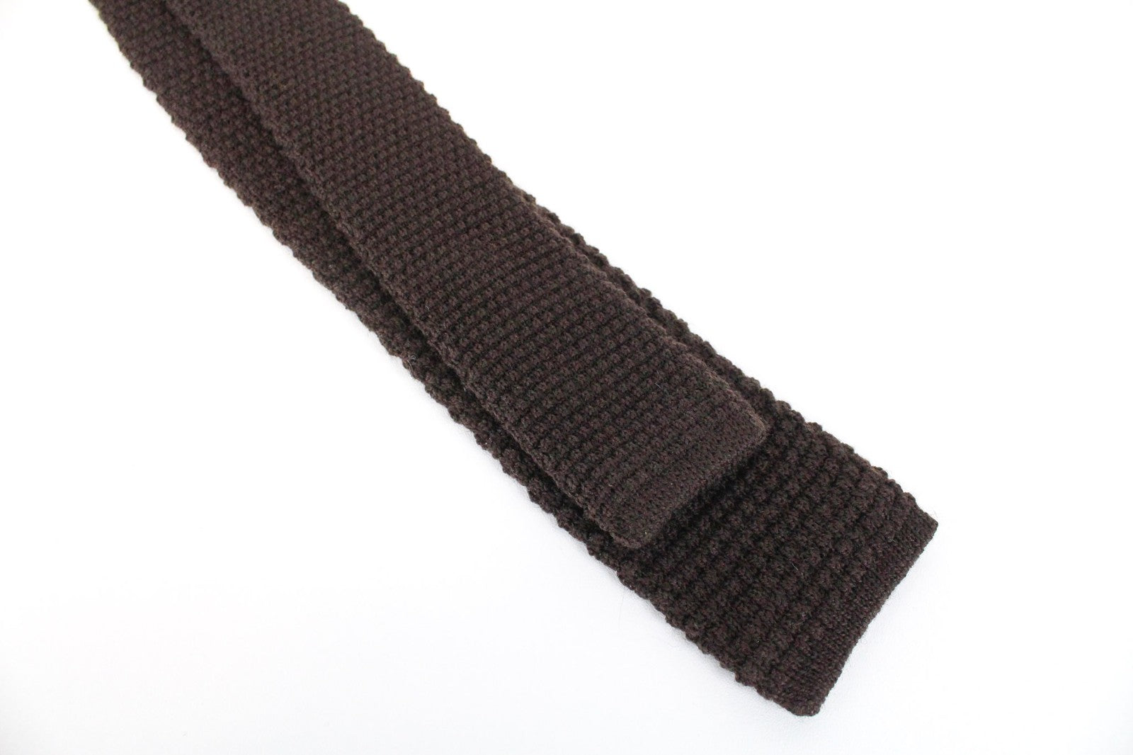 SUITSUPPLY Men Tie ~150 x 6 cm Knitted Squared-End Classic Brown Pure Wool