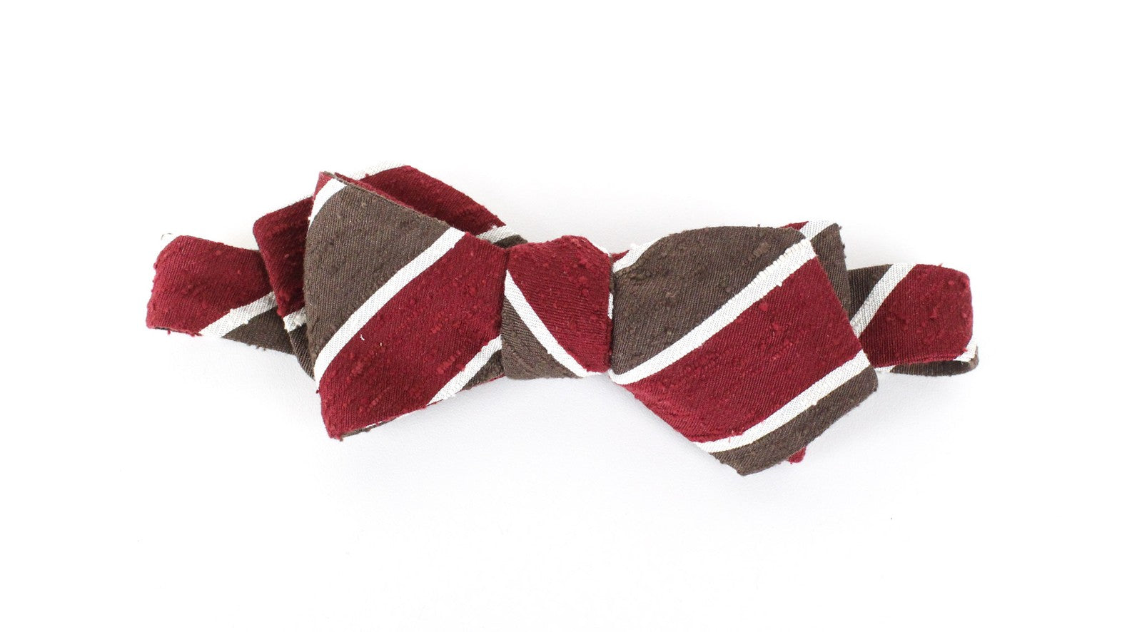 SUITSUPPLY Men Bowtie ~45 cm Red Brown Pure Silk Stripe Butterfly Classic