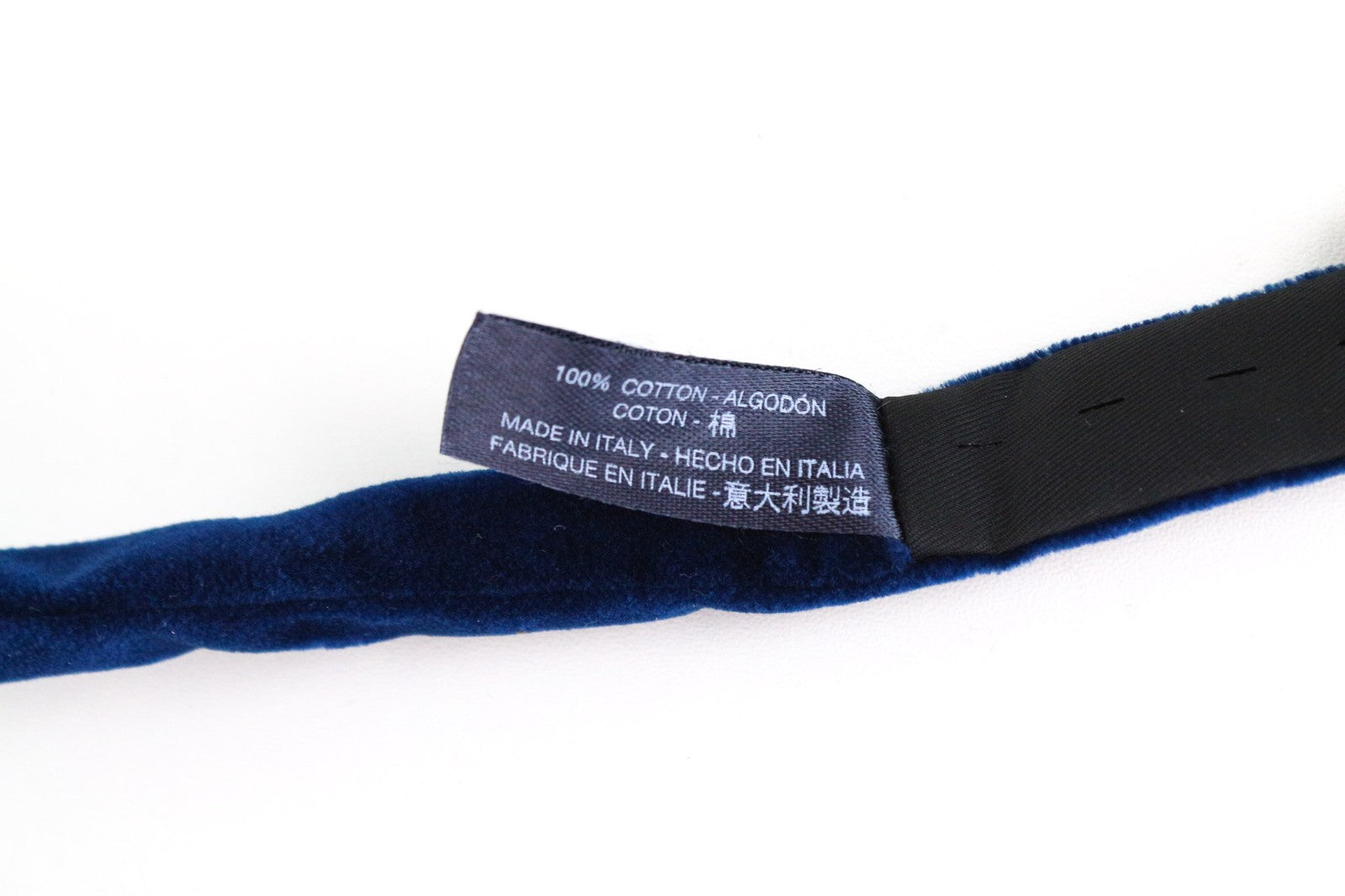 SUITSUPPLY Men Bowtie ~49 cm Formal Blue Pure Cotton Classic Velvet Butterfly