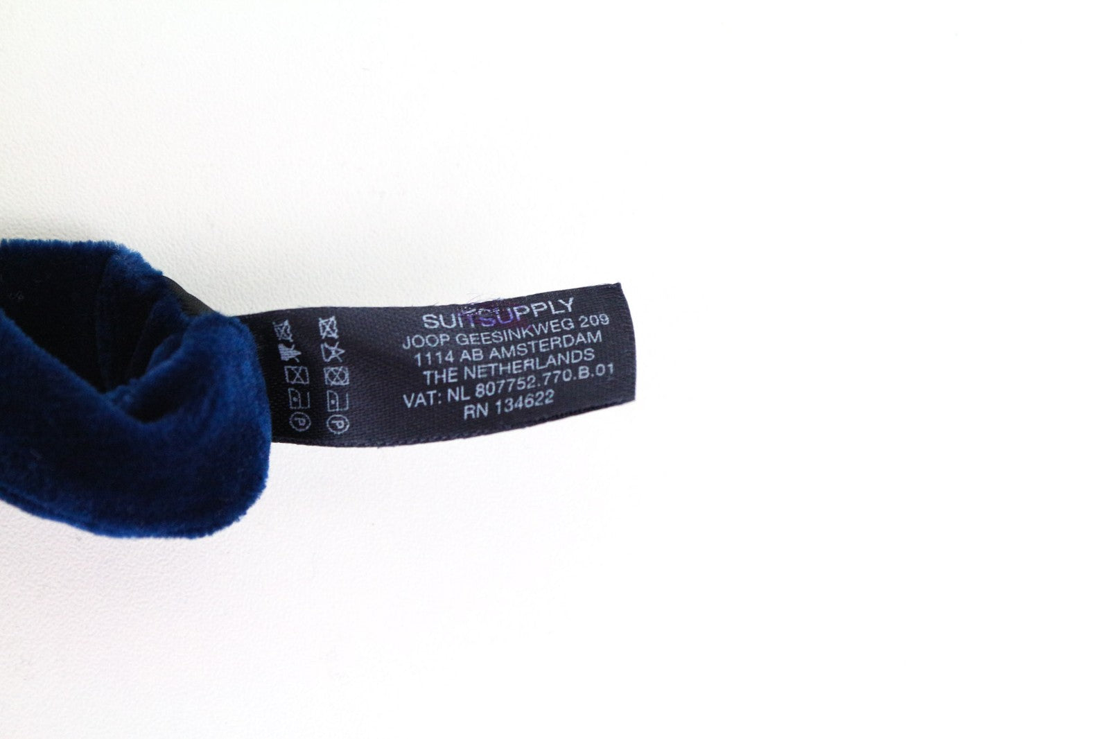SUITSUPPLY Men Bowtie ~49 cm Formal Blue Pure Cotton Classic Velvet Butterfly