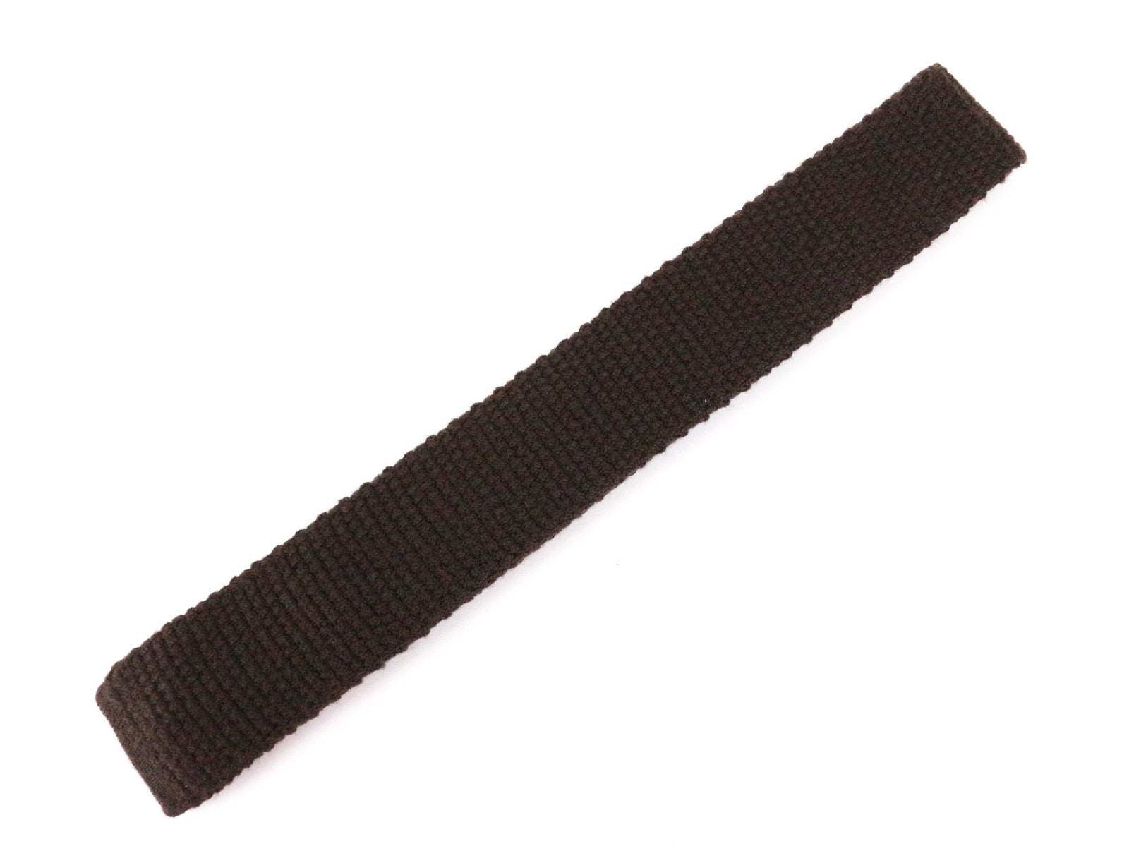 SUITSUPPLY Men Tie ~150 x 6.5 cm Dark Brown Wool Squared-End Knitted Classic