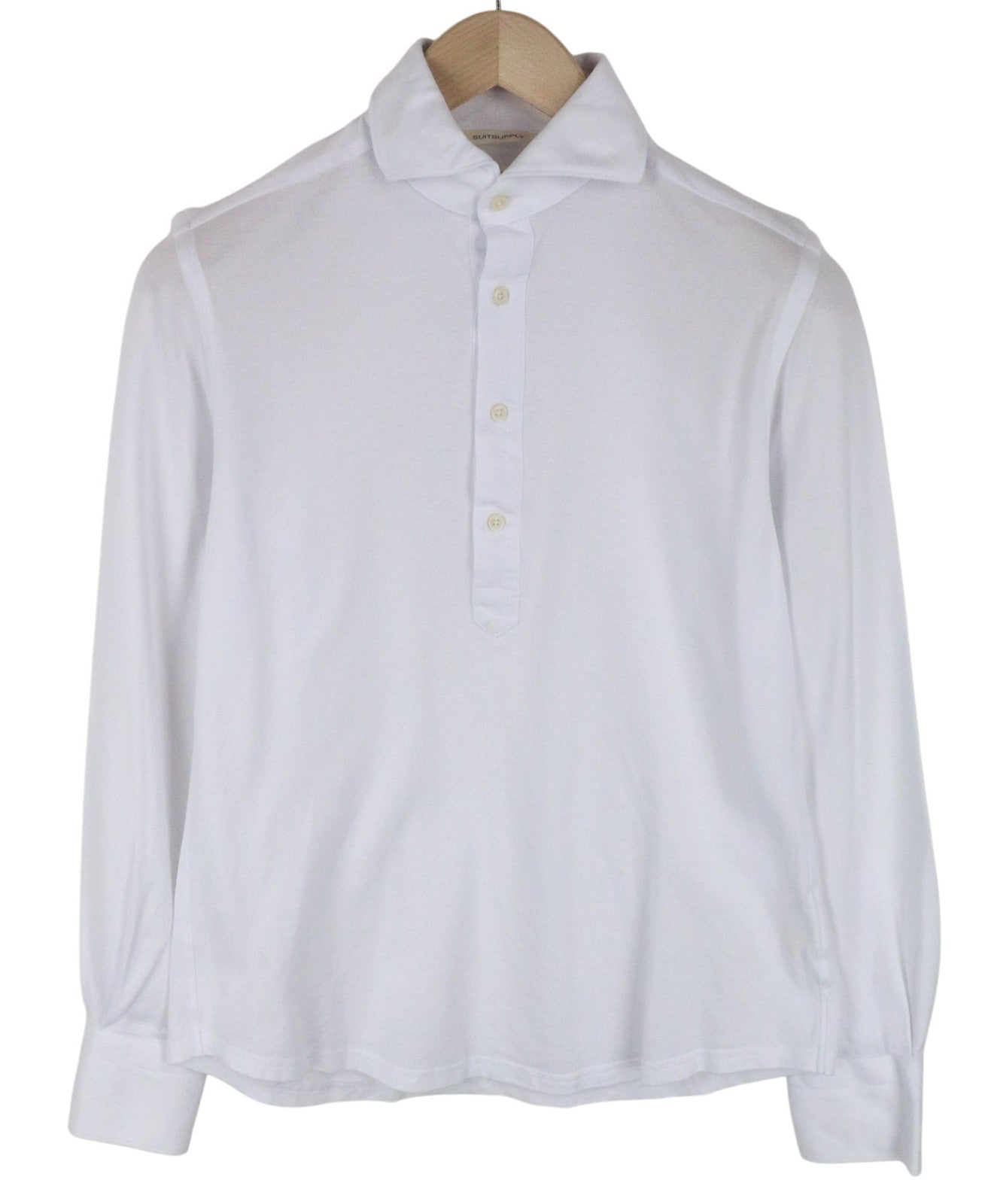 SUITSUPPLY Men T-Shirt 37/38/14 1/2/15 Extra Slim Cotton White Long Sleeve Polo