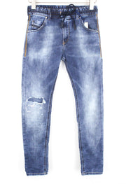 DIESEL Krailey-R-NE 069AA Women Jeans W23 Jogg Sweat Ripped Boyfriend Fit Blue