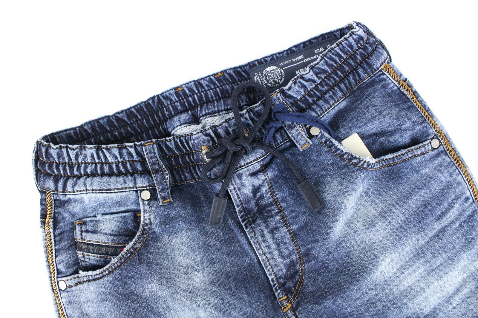 DIESEL Krailey-R-NE 069AA Women Jeans W23 Jogg Sweat Ripped Boyfriend Fit Blue