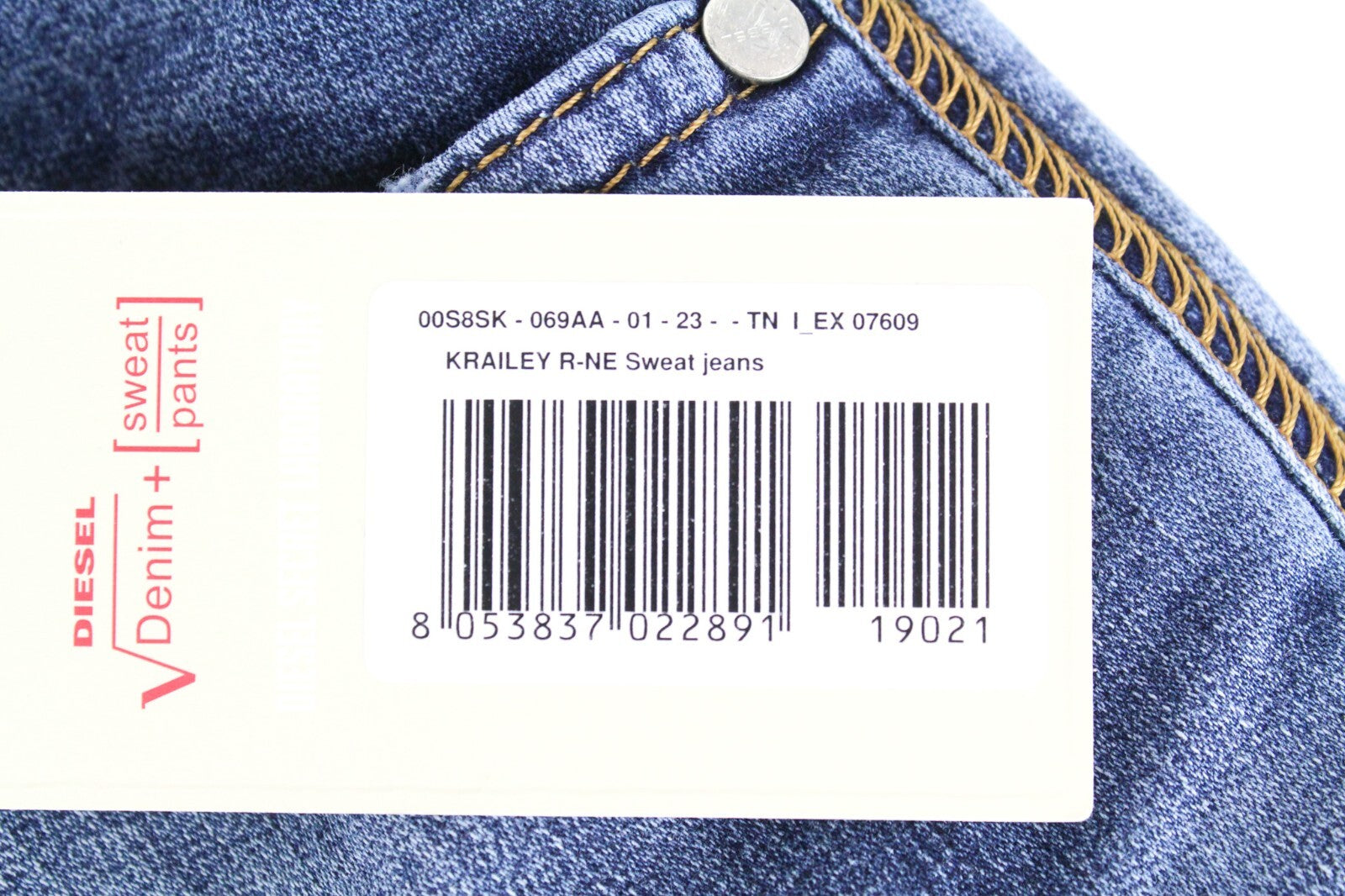 DIESEL Krailey-R-NE 069AA Women Jeans W23 Jogg Sweat Ripped Boyfriend Fit Blue