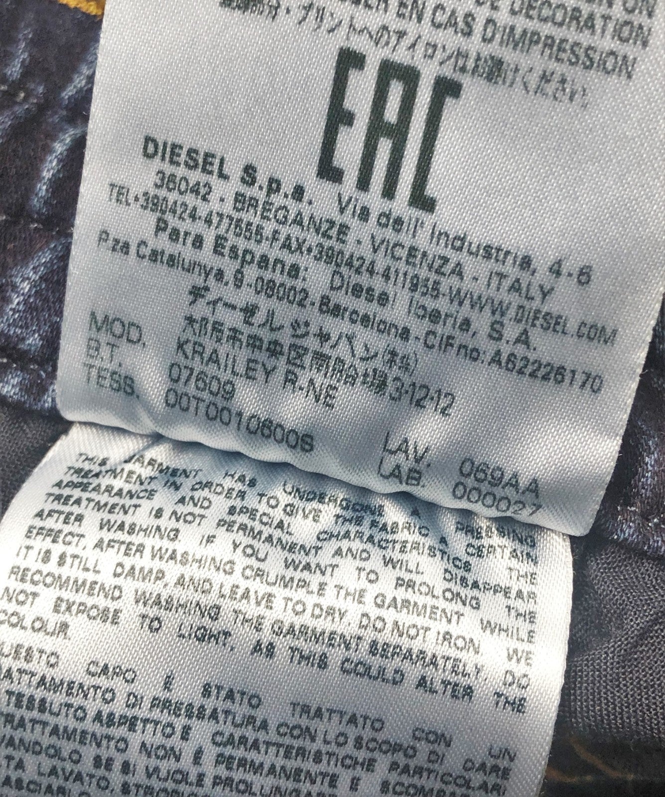 DIESEL Krailey-R-NE 069AA Women Jeans W23 Jogg Sweat Ripped Boyfriend Fit Blue