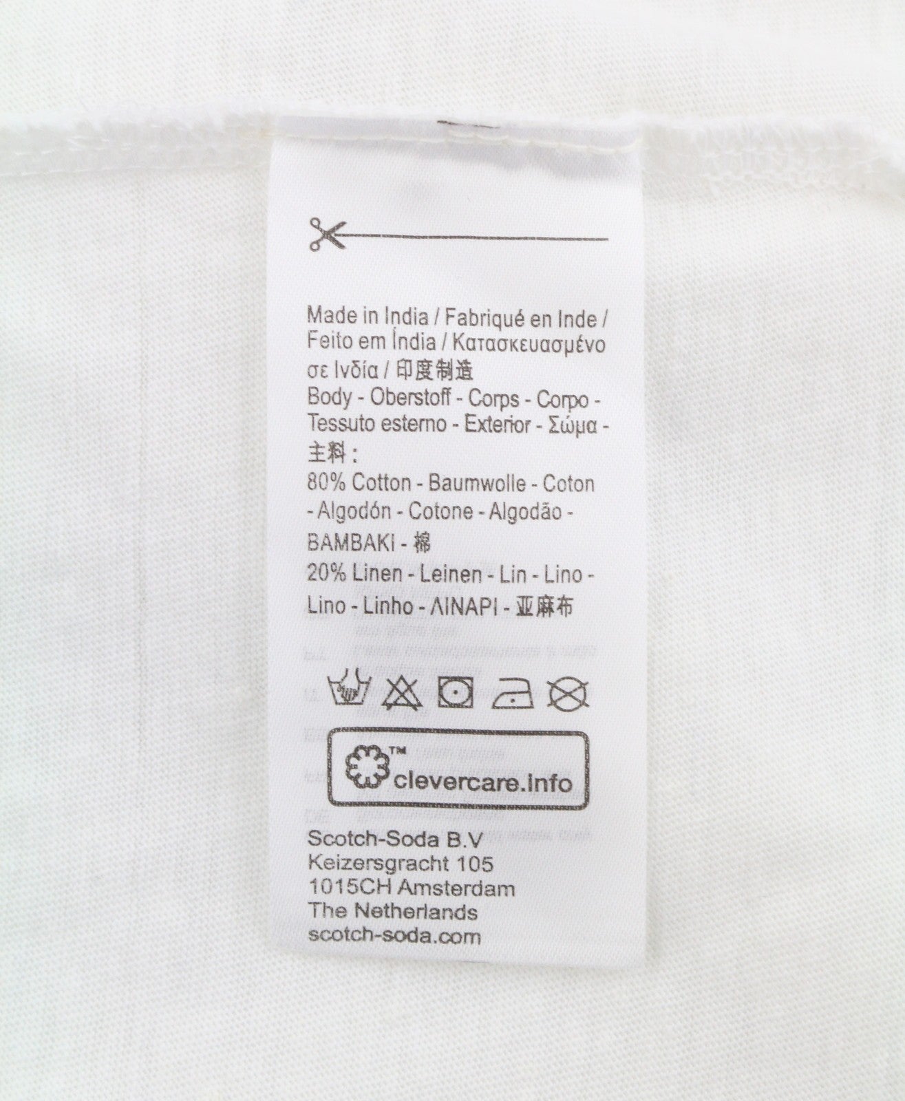 SCOTCH & SODA Men T-Shirt M White Linen Blend Crew Neck Tricot Short Sleeve