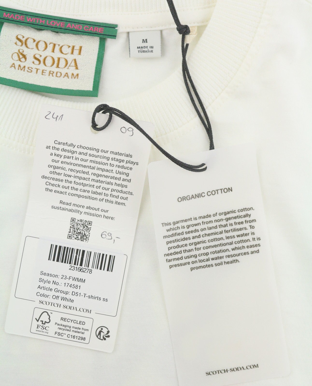 SCOTCH & SODA Men T-Shirt M White Graphic Print Tricot Crew Neck Short Sleeve