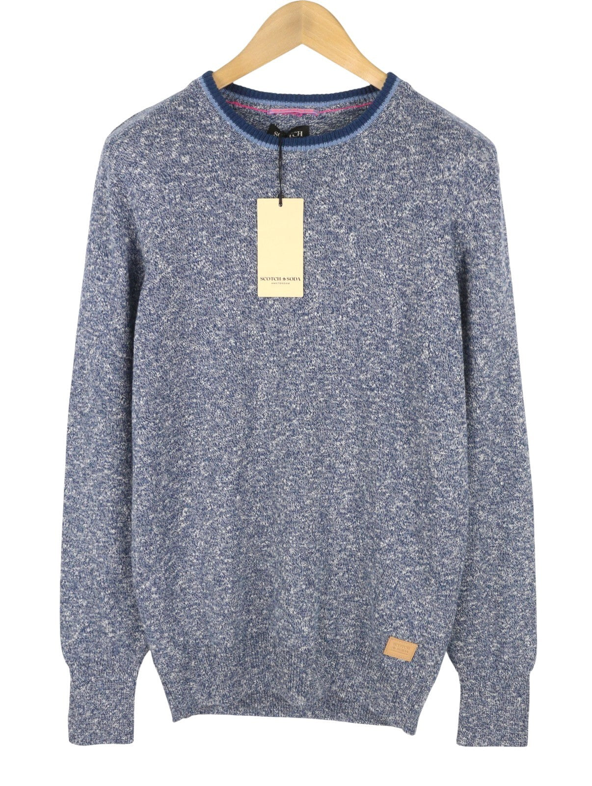 SCOTCH & SODA Men Jumper M Blue Melange Crew Neck Tight Knit Pull On