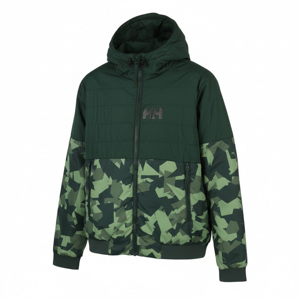 HELLY HANSEN Active Ins Fall Men Jacket L Green Hooded Primaloft Padded