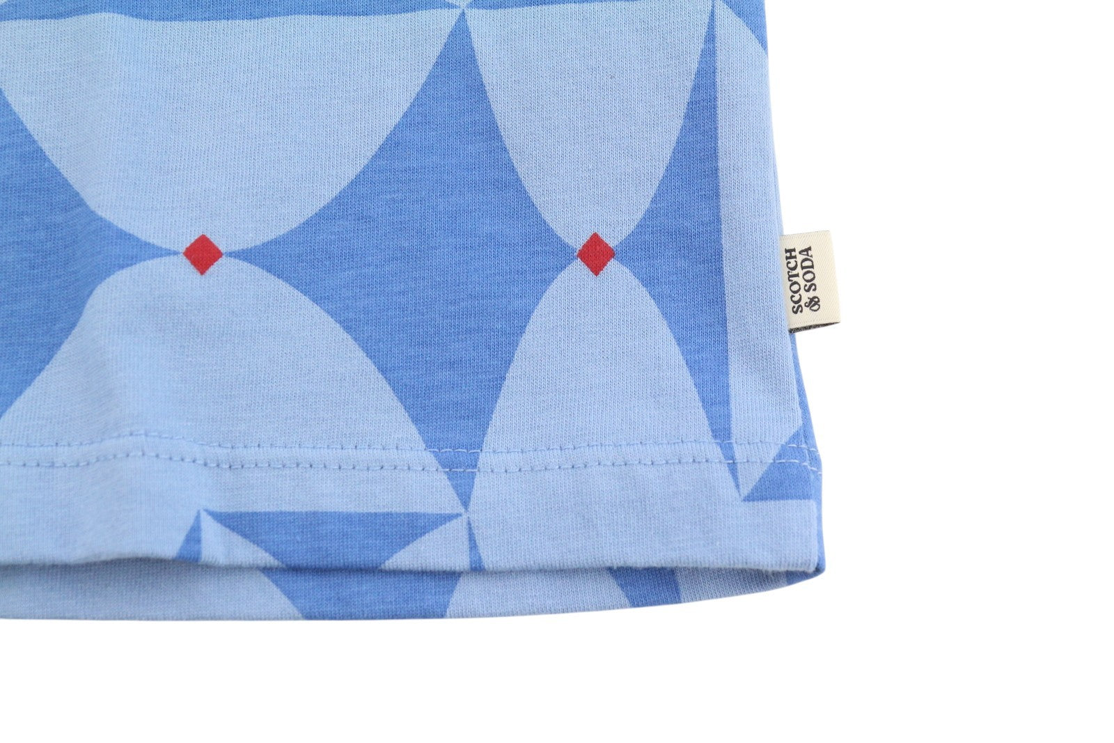SCOTCH & SODA Men T-Shirt M Diamond Blue Aop Tricot Crew Neck Short Sleeve