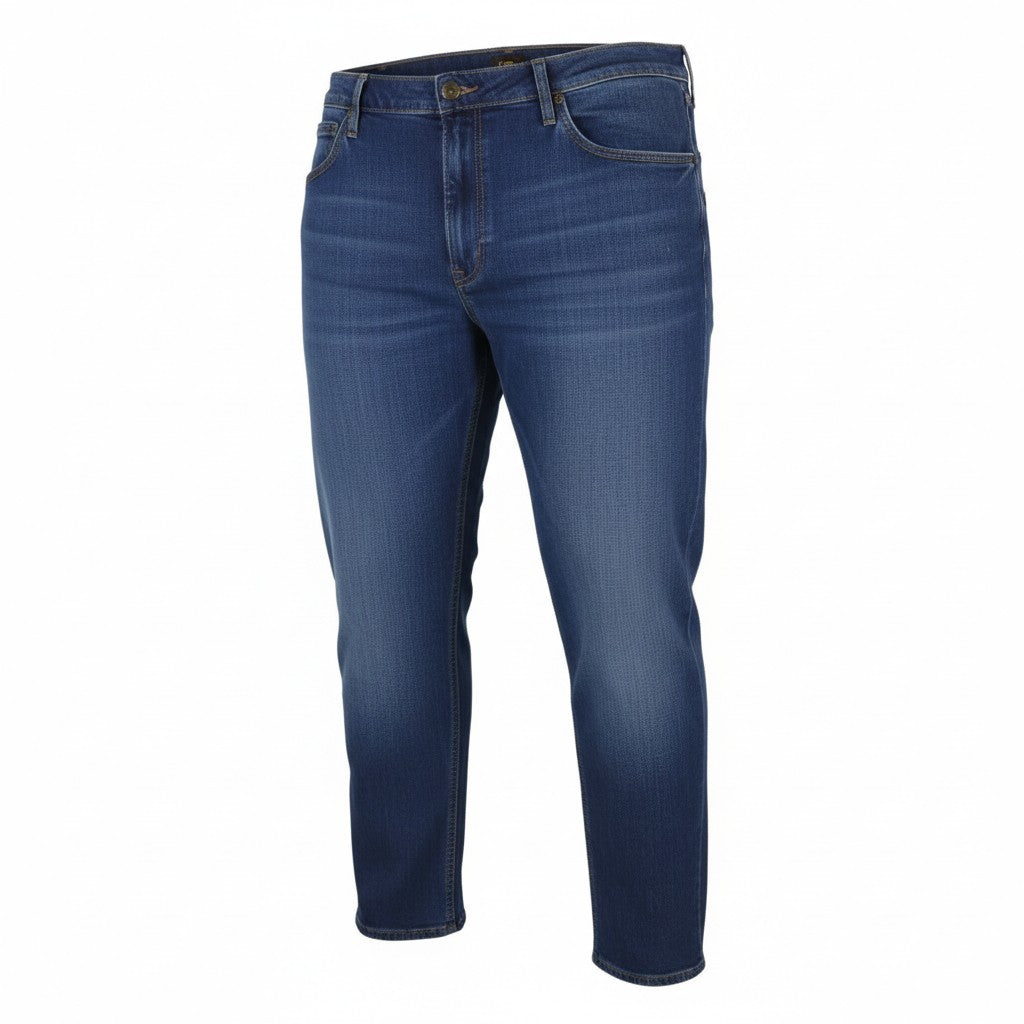 LEE Daren Zip Fly Men Jeans W46/L32 Blue Whisker Fade Straight Fit