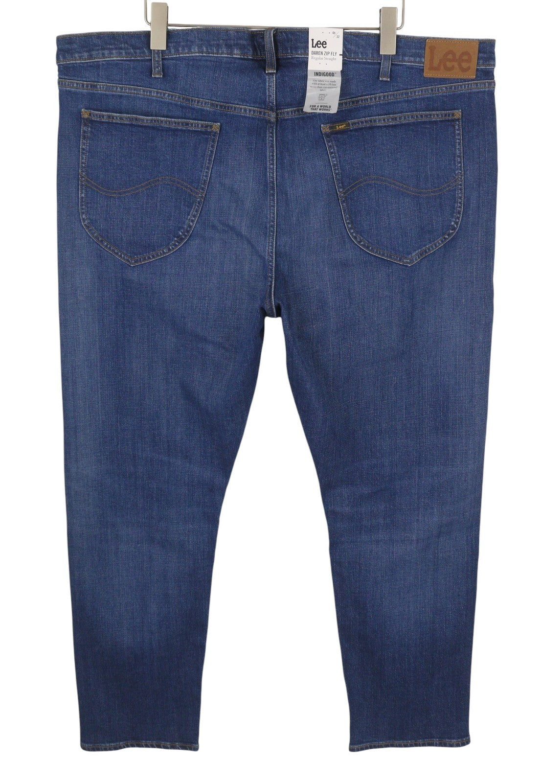 LEE Daren Zip Fly Men Jeans W46/L32 Blue Whisker Fade Straight Fit