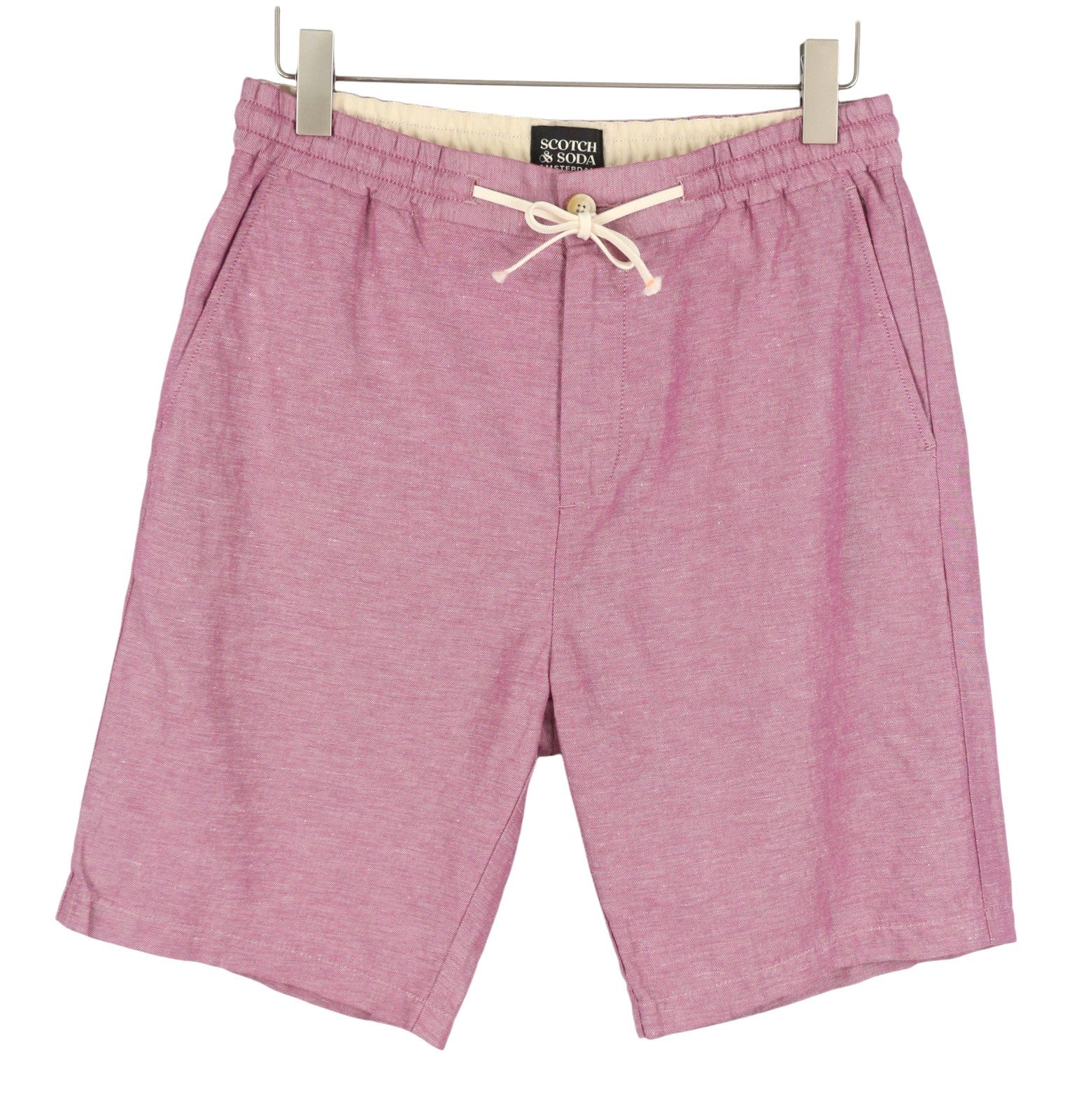 SCOTCH & SODA Men Shorts W32 Purple Melange Zip Fly Drawstring Waist
