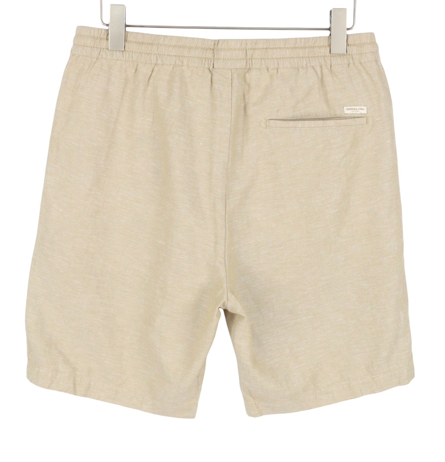 SCOTCH & SODA Fave Men Shorts W33 Beige Melange Cotton Drawstring Waist Chino