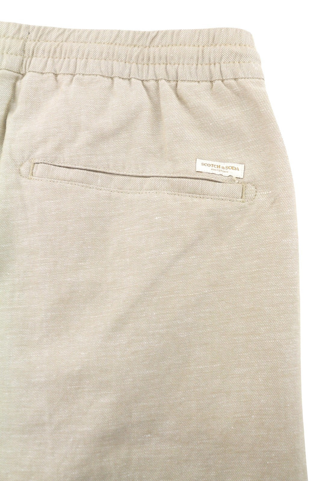 SCOTCH & SODA Fave Men Shorts W33 Beige Melange Cotton Drawstring Waist Chino
