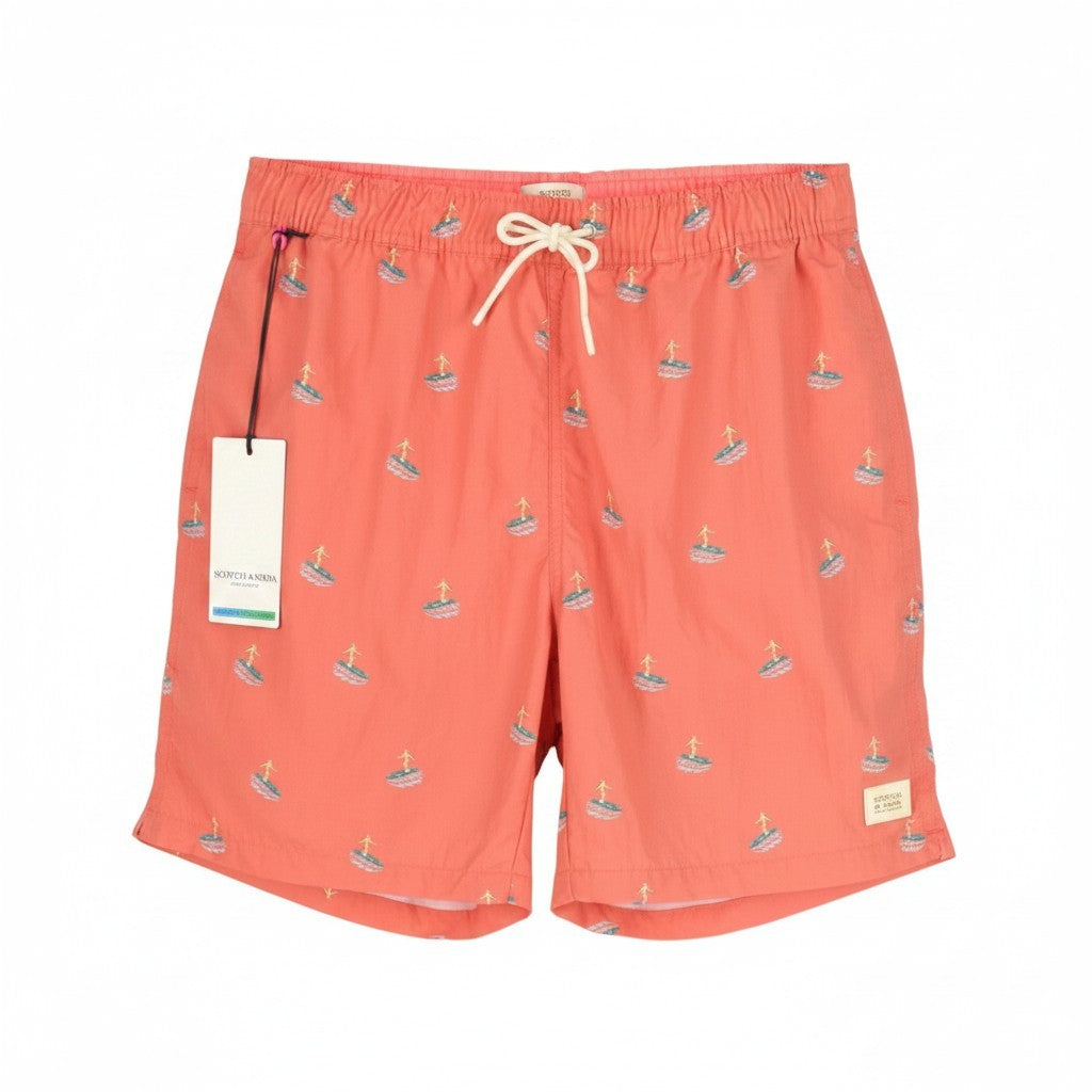 SCOTCH & SODA Men Swimwear W31 Flamingo Surfer Aop Mesh Lined Drawstring Waist