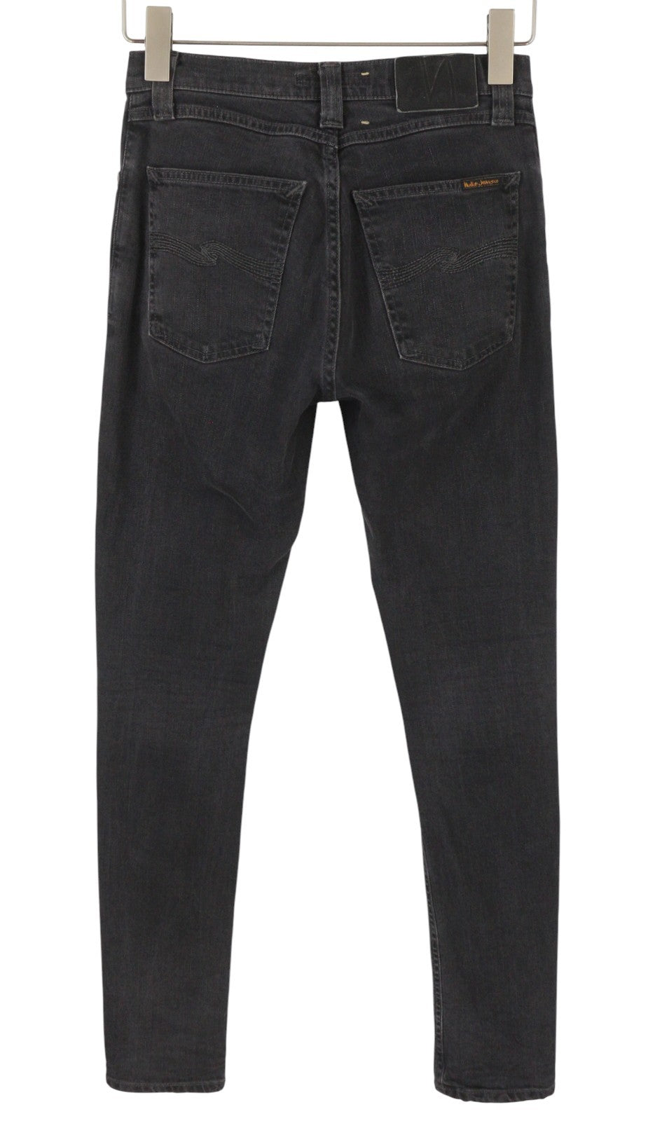 NUDIE JEANS Pipe Len Monolith Women Jeans W26/L32 Dark Grey Skinny Stretch