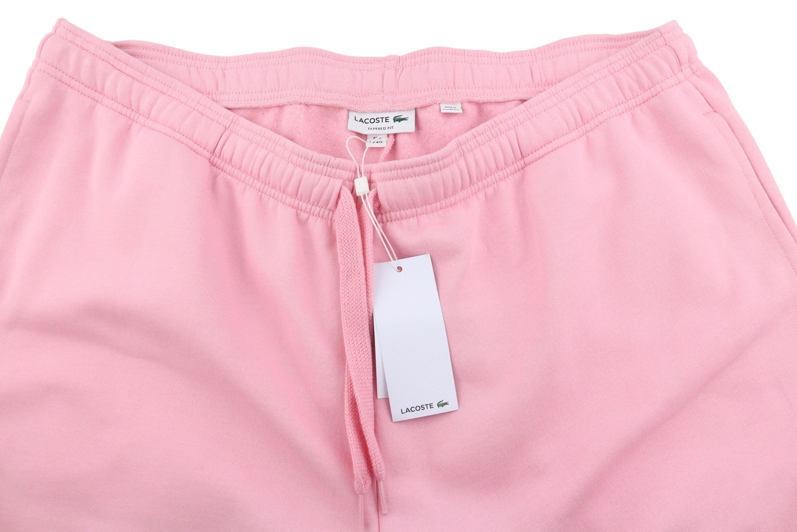 LACOSTE Men Trousers 4XL Pink Tapered Fleece Drawcord Sweatpants
