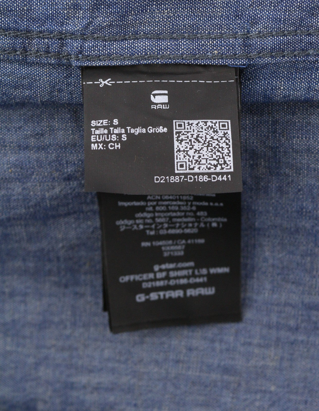 G-STAR Officer BF L/S Women Shirt S Blue Linen Blend Denim Look Oversized