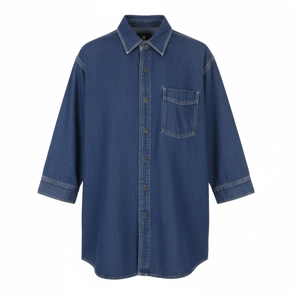 G-STAR Oversized Denim Women Dress XS Blue Button-Up Patch Pocket RRP179