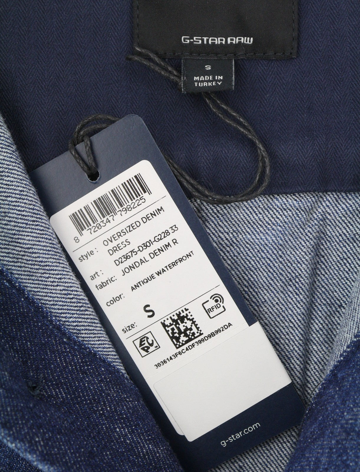 G-STAR Oversized Denim Women Dress S Blue Denim Patch Pocket Shirt RRP179