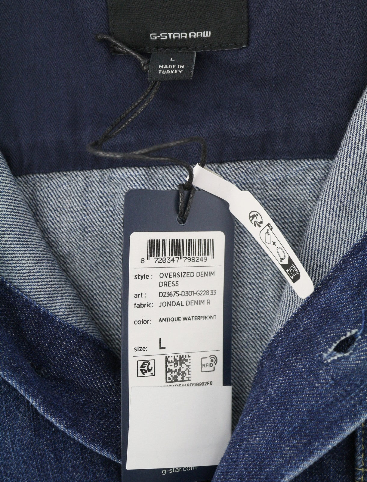 G-STAR Oversized Denim Women Dress L Blue Denim Patch Pocket Shirt RRP179