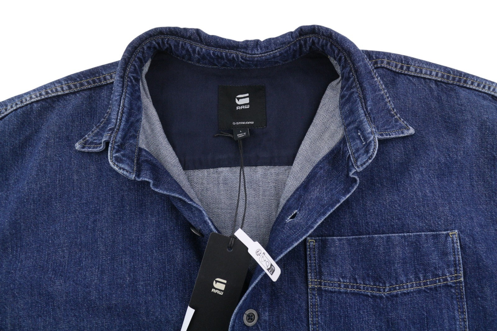 G-STAR Oversized Denim Women Dress L Blue Denim Patch Pocket Shirt RRP179