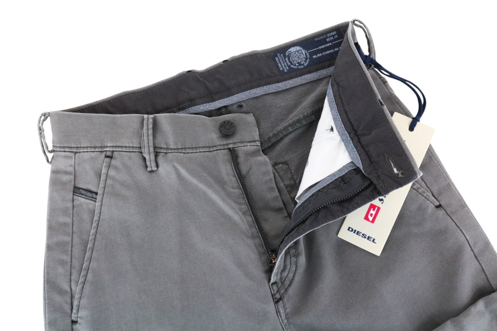 DIESEL Chino-M-NE 0685E Men Jeans W26 Sweat Jogg Slim Grey Stretch Pleated Boys