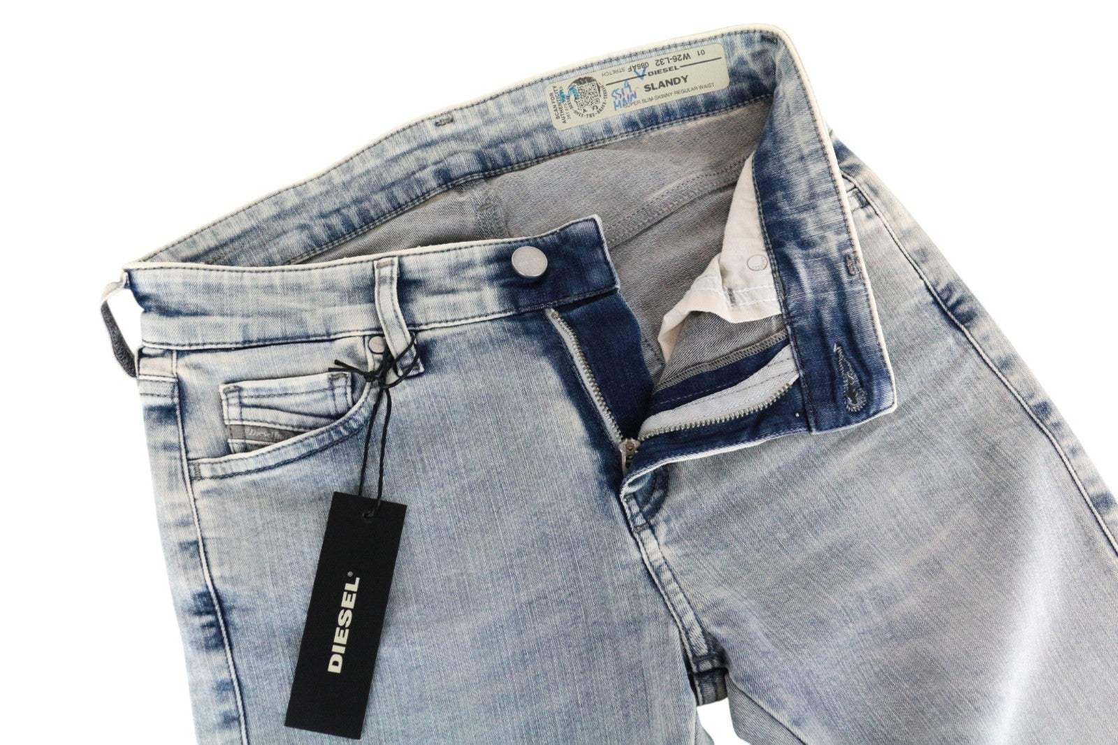 DIESEL Slandy 086AF Women Jeans W26/L32 Super Slim-Skinny Fit Light Blue Stretch