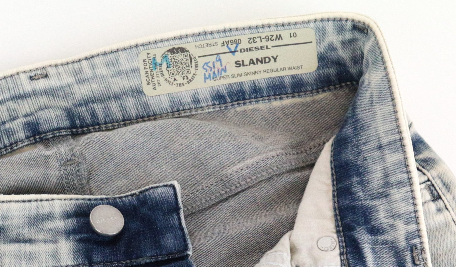 DIESEL Slandy 086AF Women Jeans W26/L32 Super Slim-Skinny Fit Light Blue Stretch