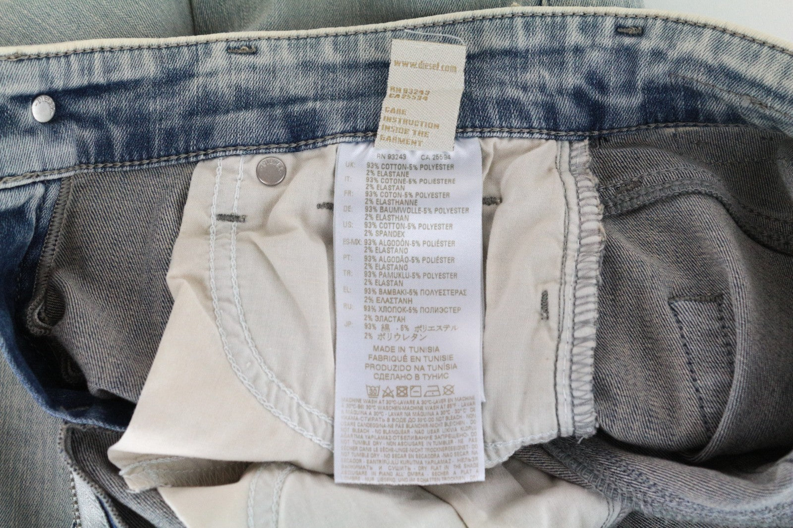 DIESEL Slandy 086AF Women Jeans W26/L32 Super Slim-Skinny Fit Light Blue Stretch