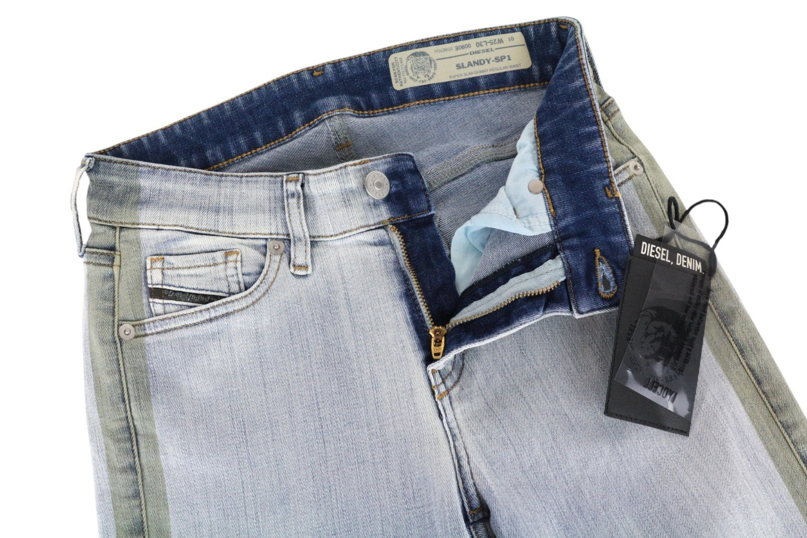 DIESEL Slandy-SP1 0090E Women Jeans W25/L30 Stretch Super Slim Skinny Light Blue