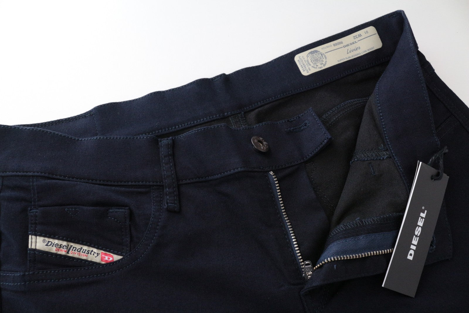 DIESEL Livier R608B Women Jeans W32 Jegging Dark Blue Stretch Super Slim Zipped