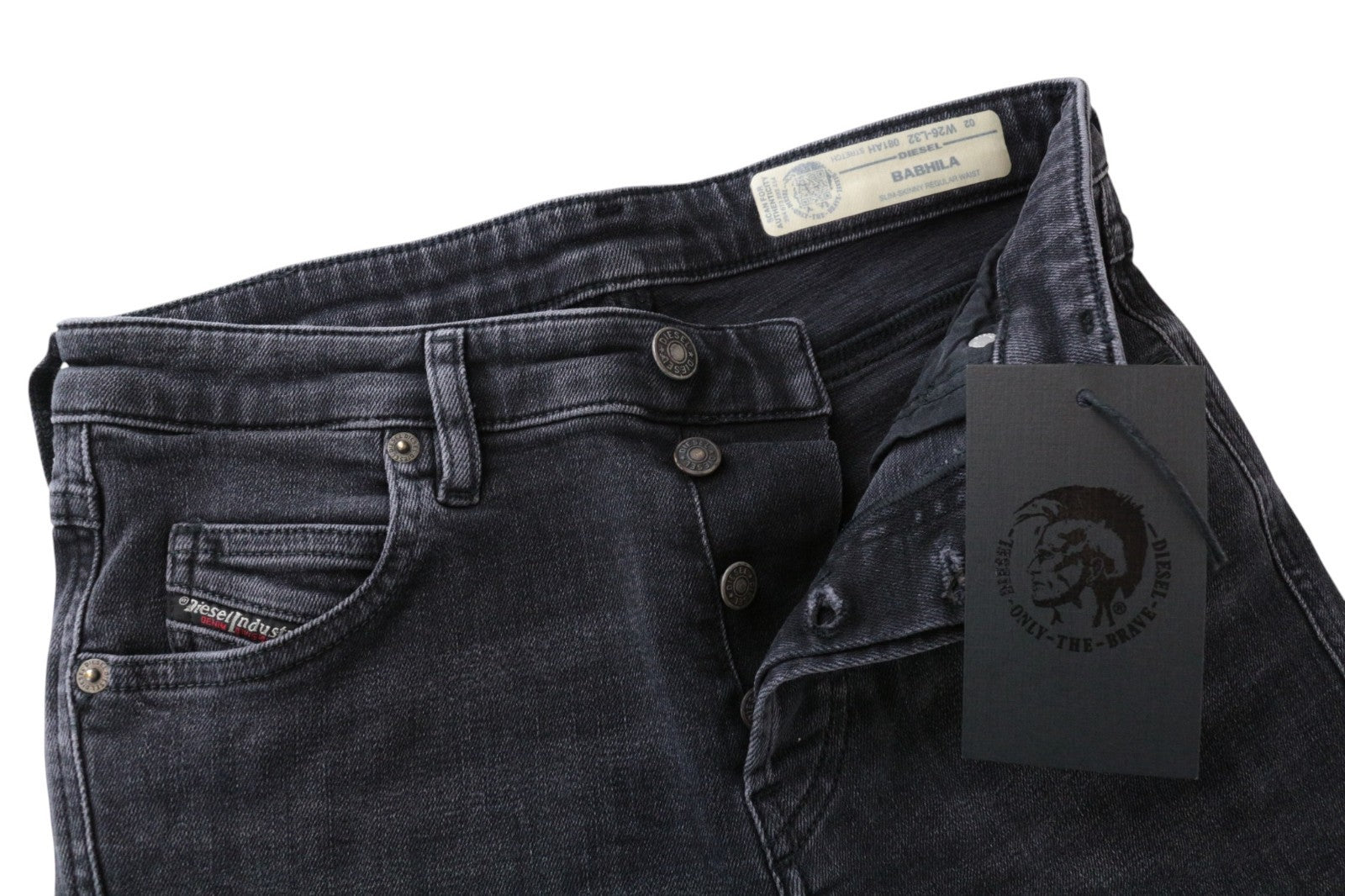 DIESEL Babhila 081AH Women Jeans W26/L32 Button-Fly Stretch Slim Skinny Grey