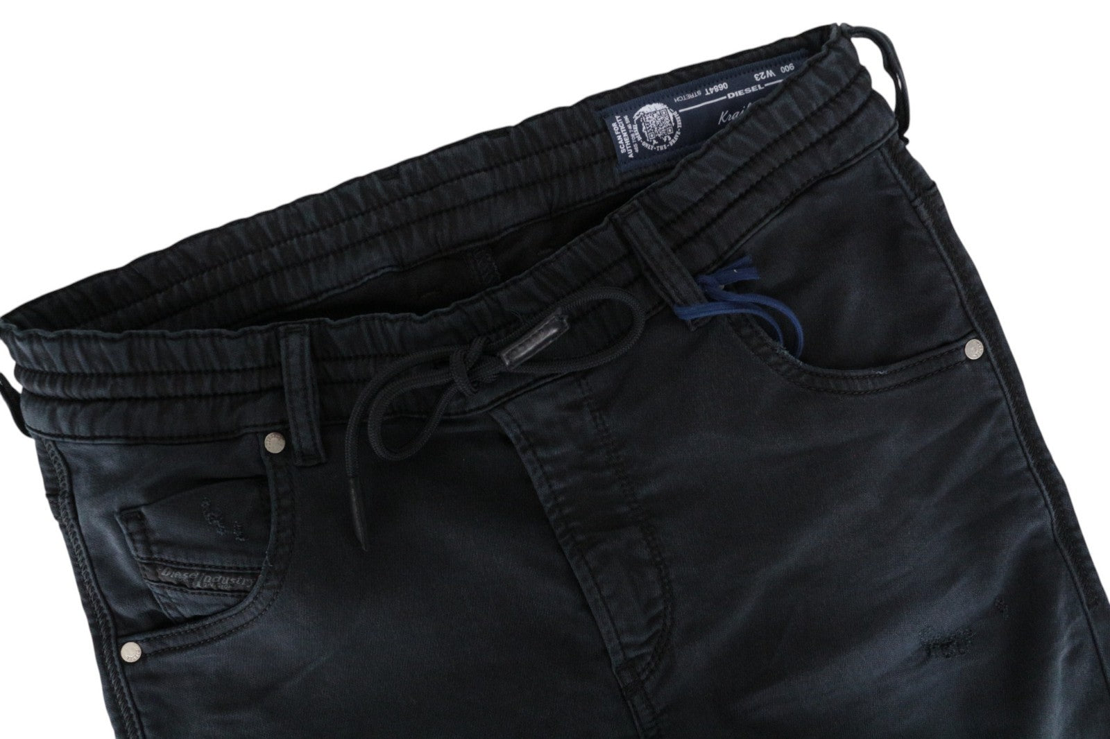 DIESEL Krailey-Ne 0684T Women Jeans W23 Jogg Sweat Black Distressed Boyfriend