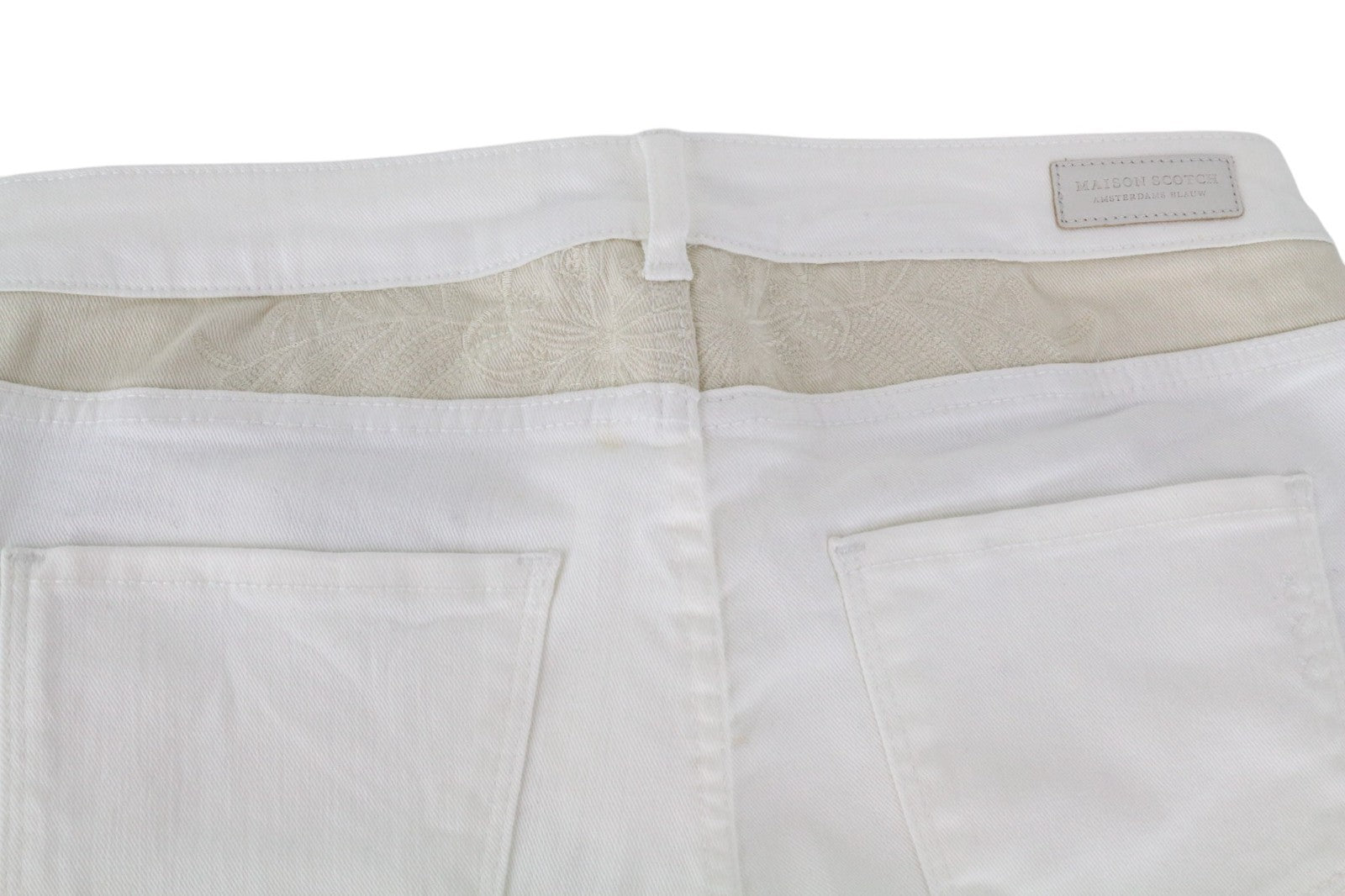 MAISON SCOTCH La Parisienne Women Jeans W28/L32 Skinny Fit Off-White Pure Cotton