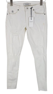 MAISON SCOTCH La Parisienne Women Jeans W27/L32 Skinny Off-White Distressed