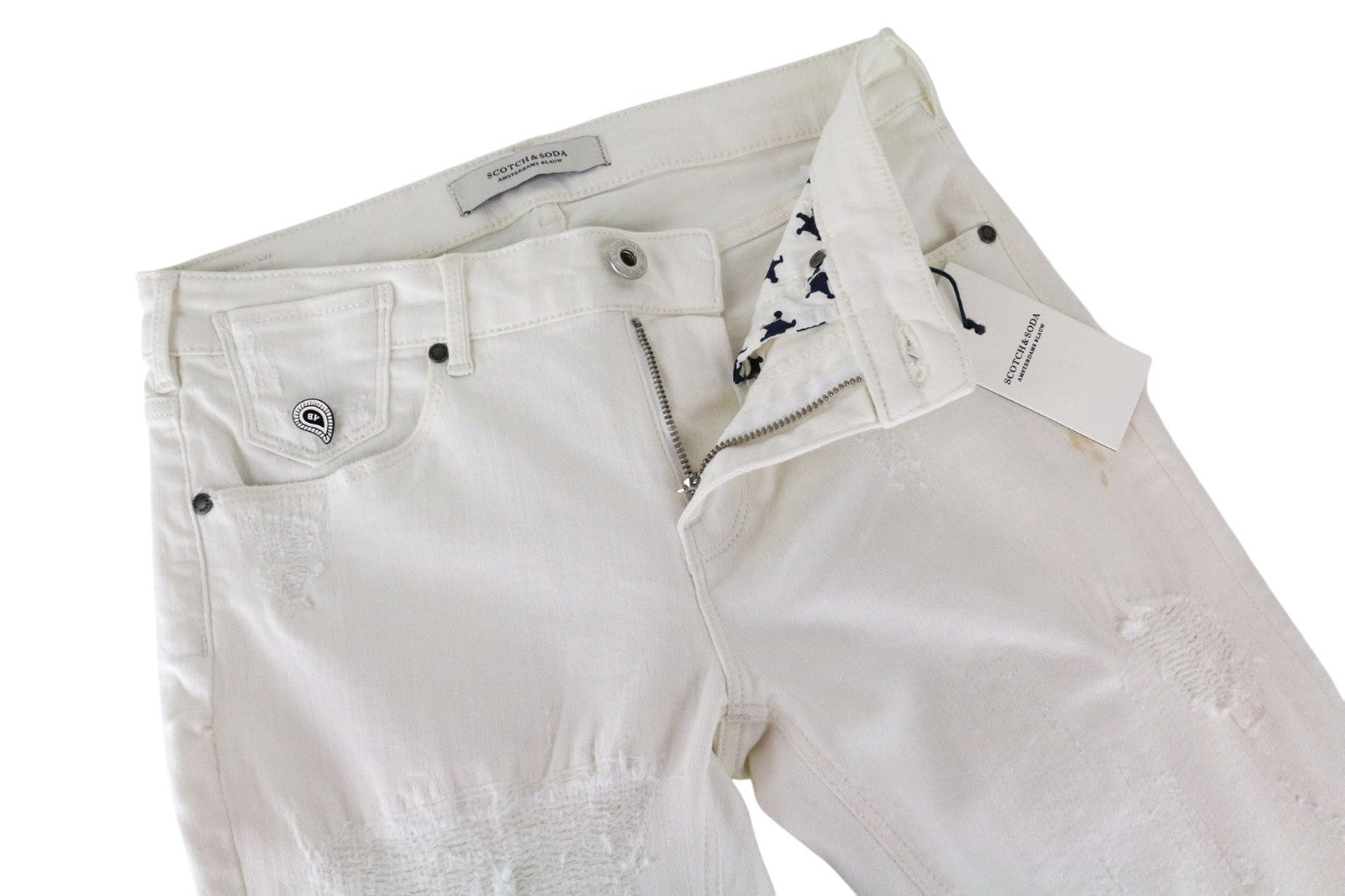 MAISON SCOTCH La Parisienne Women Jeans W27/L32 Skinny Off-White Distressed