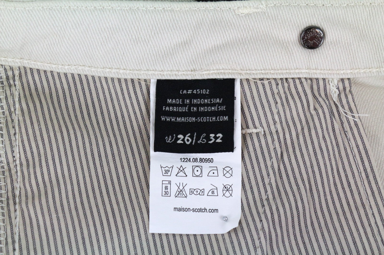 MAISON SCOTCH Women Jeans W26/L32 Slim Fit Beige Cotton Stretch Zip Leg