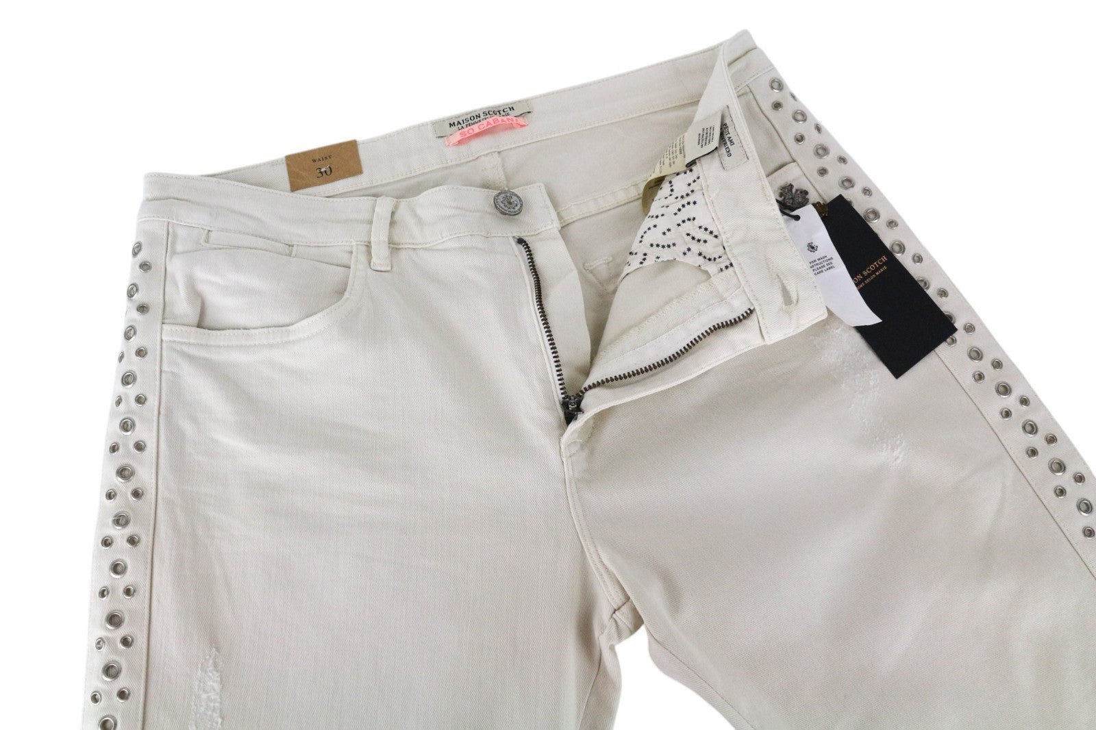 MAISON SCOTCH Petit Ami Women Jeans W30 Slim Boyfriend Beige Cotton Stretch