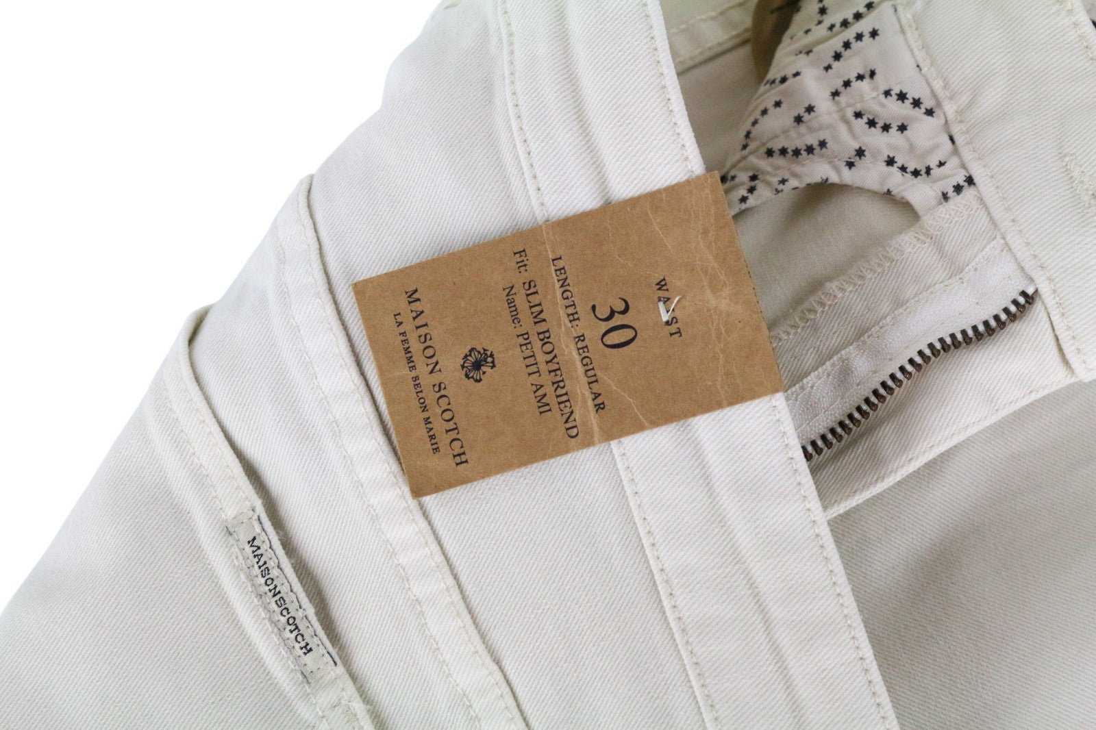 MAISON SCOTCH Petit Ami Women Jeans W30 Slim Boyfriend Beige Cotton Stretch